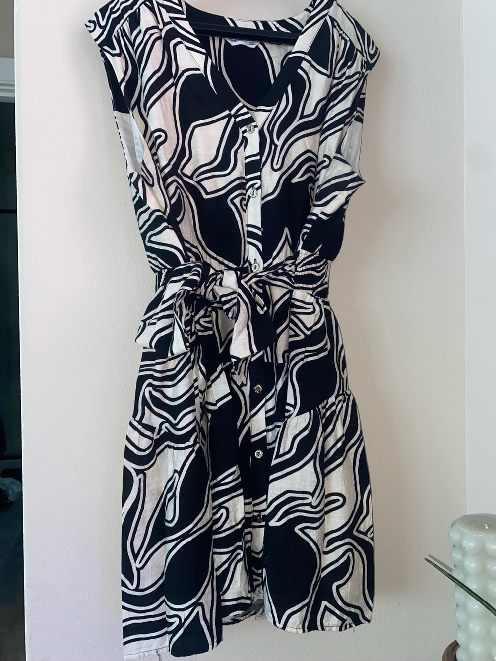 Nine West Abstract Print Button-Front Dress Sz XL
